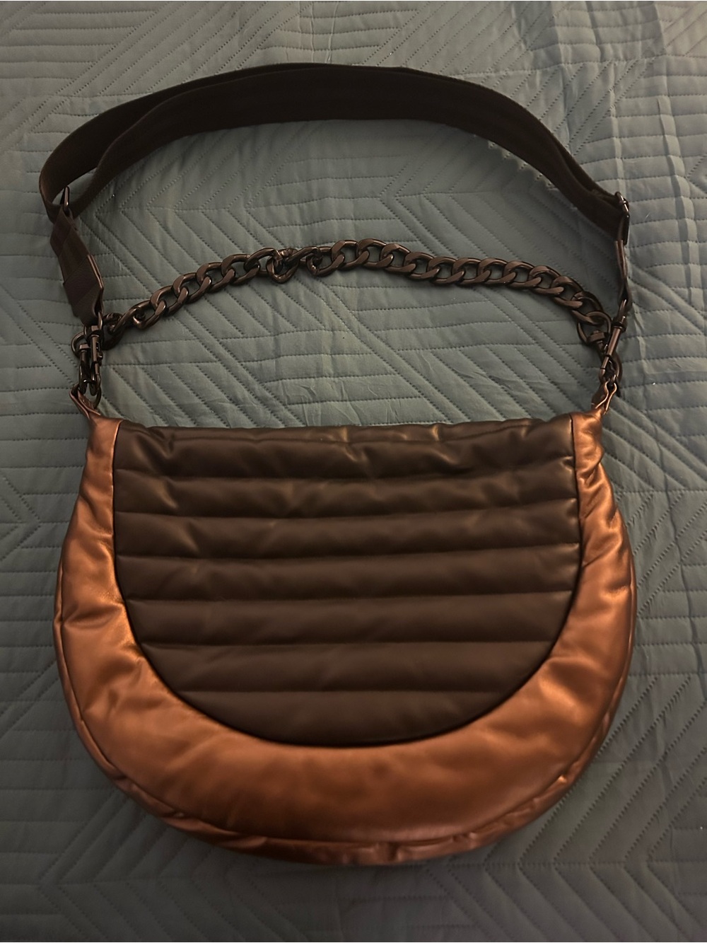 Think Royln Quilted Two-Tone Shoulder Bag in Black and Bronze